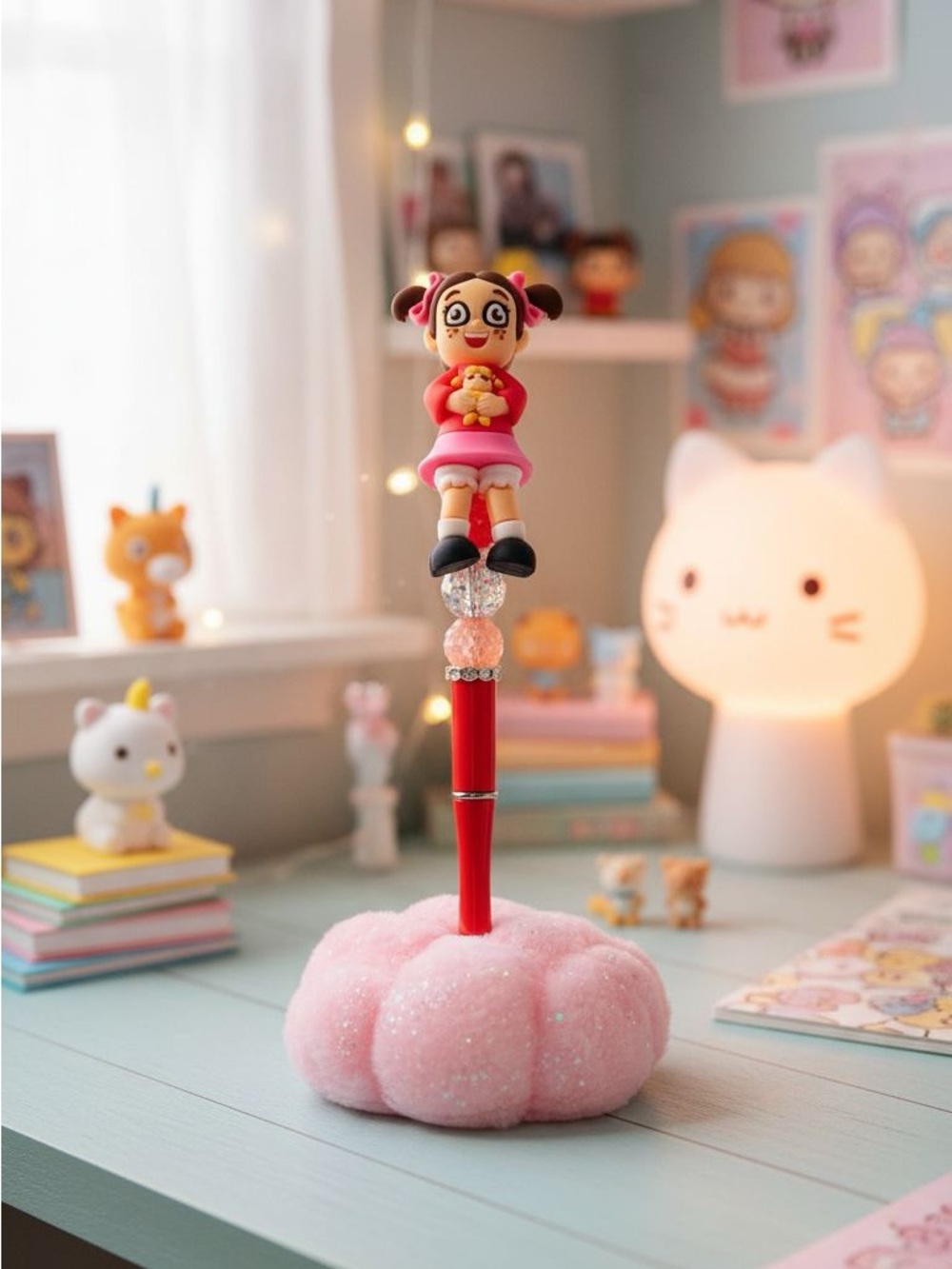 Handmade Pen El chavo del ocho Popis Character Ballpoint Pen with Pink Accents